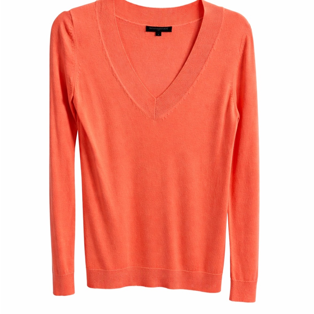 Banana Republic Vibrant Coral V-Neck Sweater